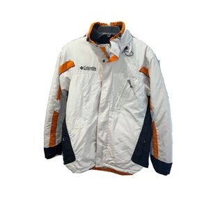 Columbia Insulated Men's winter jacket cream gray orange S Inner Outer‎ Pockets